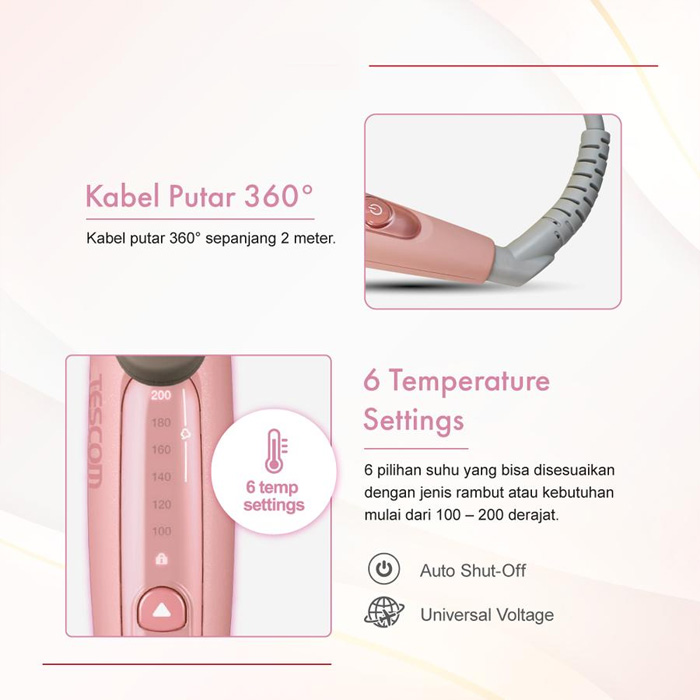 Tescom Pengeriting Rambut Ionic Steam Curling Iron - TM453ID | TM453-ID